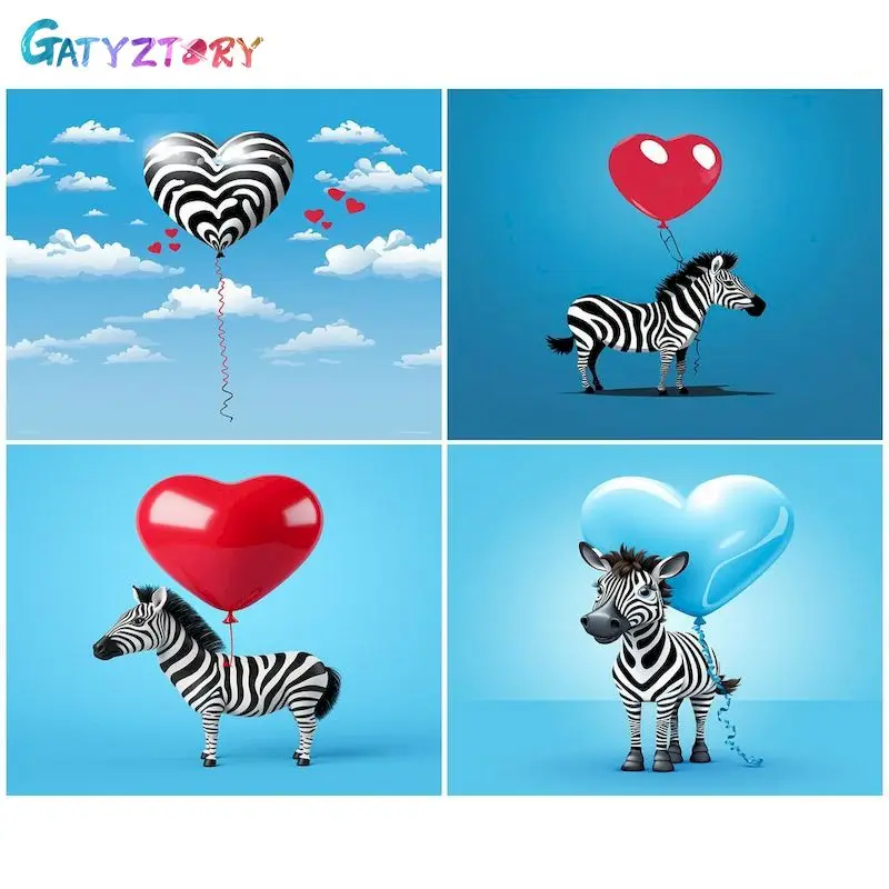 

GATYZTORY Frame Zebra DIY Painting By Numbers Modern Wall Art Picture Canvas Painting Acrylic Paint By Numbers For Home Decors