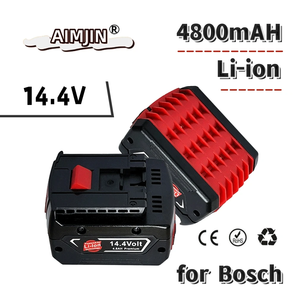 14.4V 4800mAh High Capacity Li-ion Battery cell pack for BOSCH Cordless Electric Drill Screwdriver BAT607,BAT607G,BAT614G