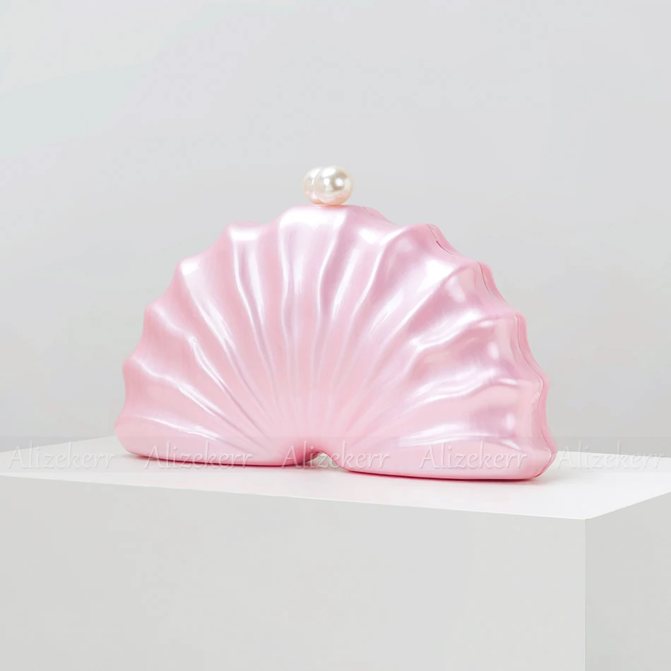 Alizekerr Half Round Acrylic Evening Bags Women Classy Unique Wave-like Shaped Shell Clutch Purses And Handbags Wedding Party