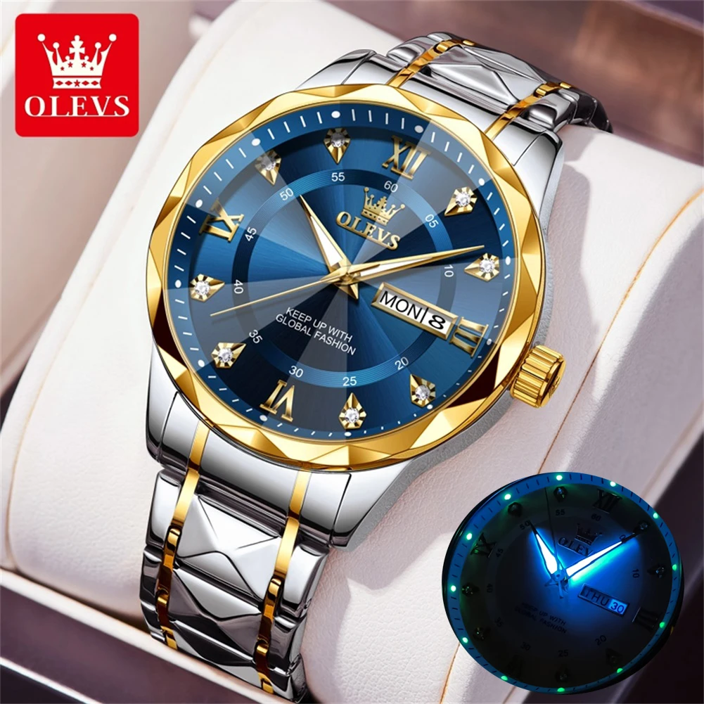 

OLEVS Original Top Brand Watch for Men Waterproof Classic Luxury Business Quartz Wristwatch Date Week Stainless Steel Watches