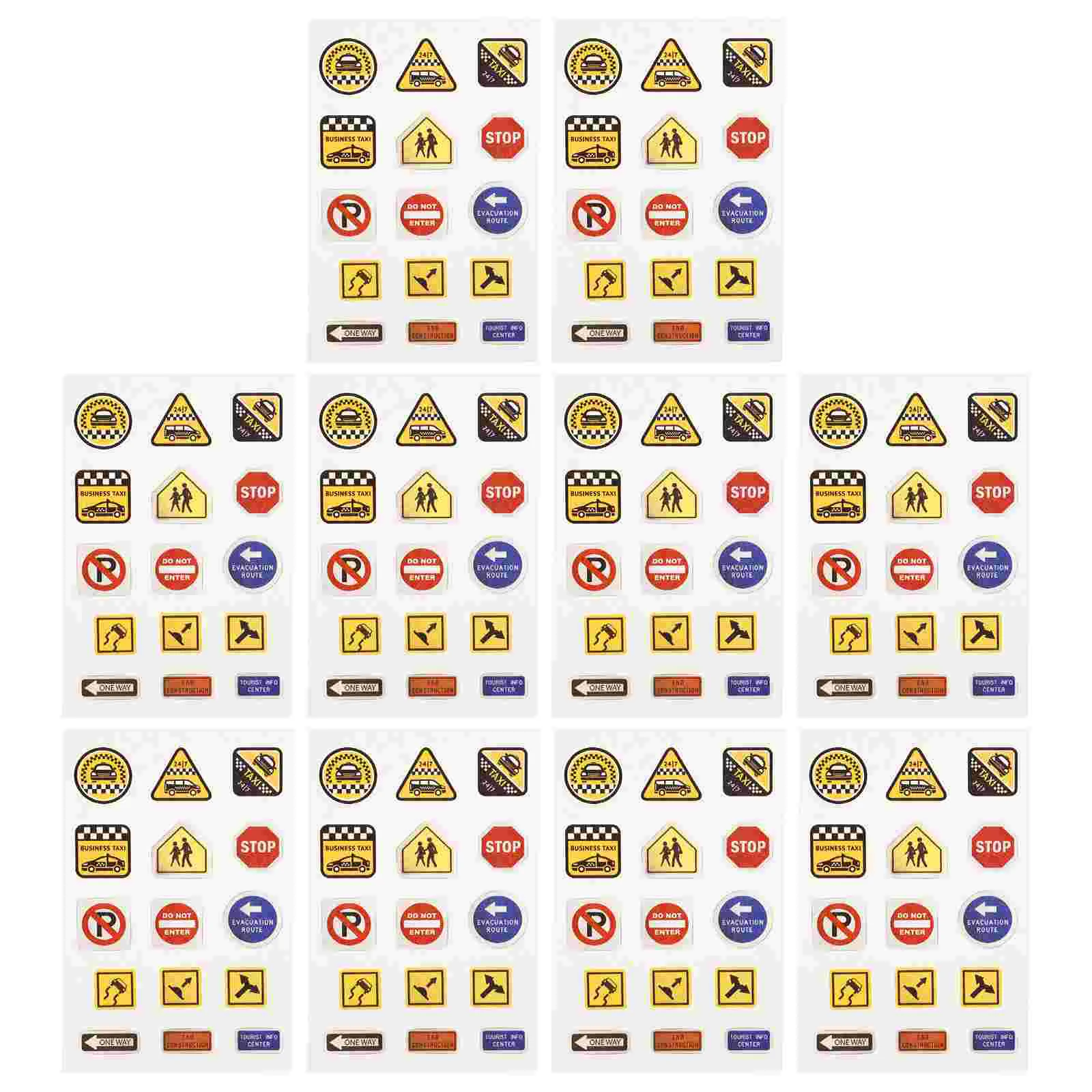 

10 Sheets Traffic Sign Stickers Party Signs Stop Toy Road Decals Scrapbook Miniature Child