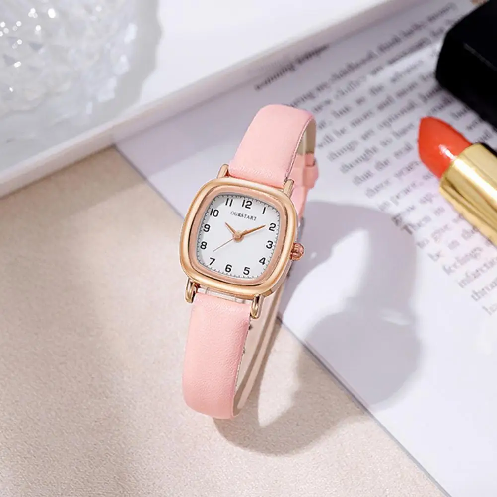 Women Fashion Watch Elegant Square Dial Quartz Watch with Adjustable Faux Leather Strap High Accuracy for Commute for Wear