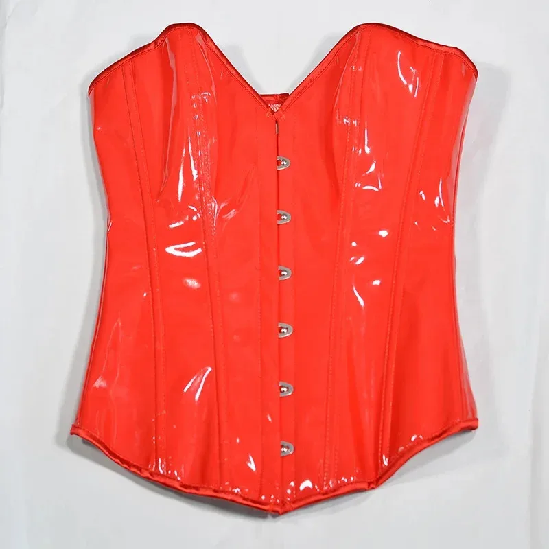 NewPVC جلدية مثير مشد Steampunk الملابس الداخلية أعلى الصدر البلاستيك البطن الأسود مشرق الجلود مأدبة حزب التخسيس الملابس RI44