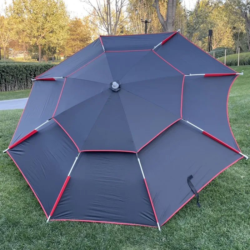 2.4m 360° Adjustable Sun Shade Umbrella, UV & Rain Protection Folding Canopy for Camping Cart, Fishing & Street Vendor Cart