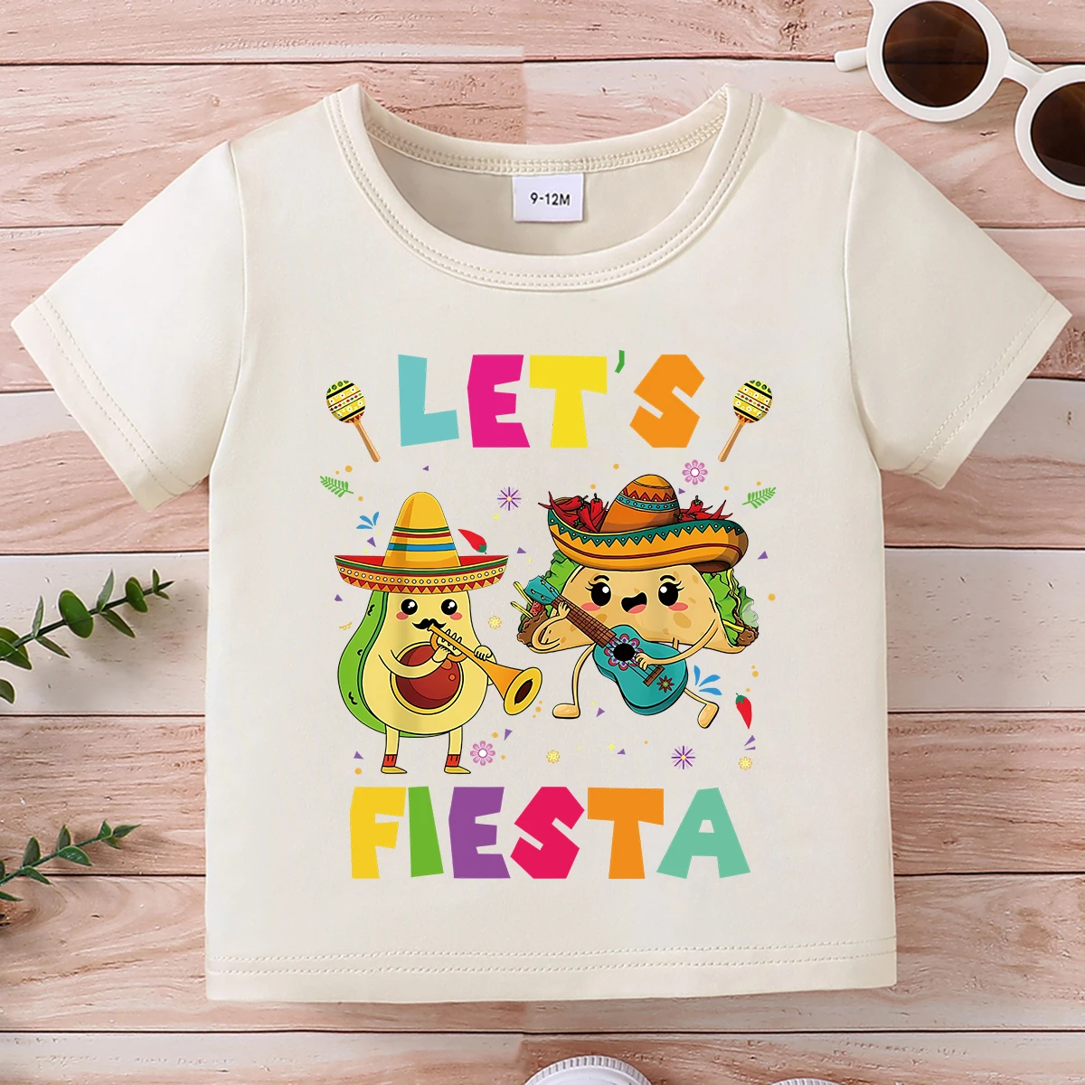 

Summer T-shirt Baby Cute Fruit Party Letter Top Short Sleeve Round Neck Full Moon Festival Baby Children