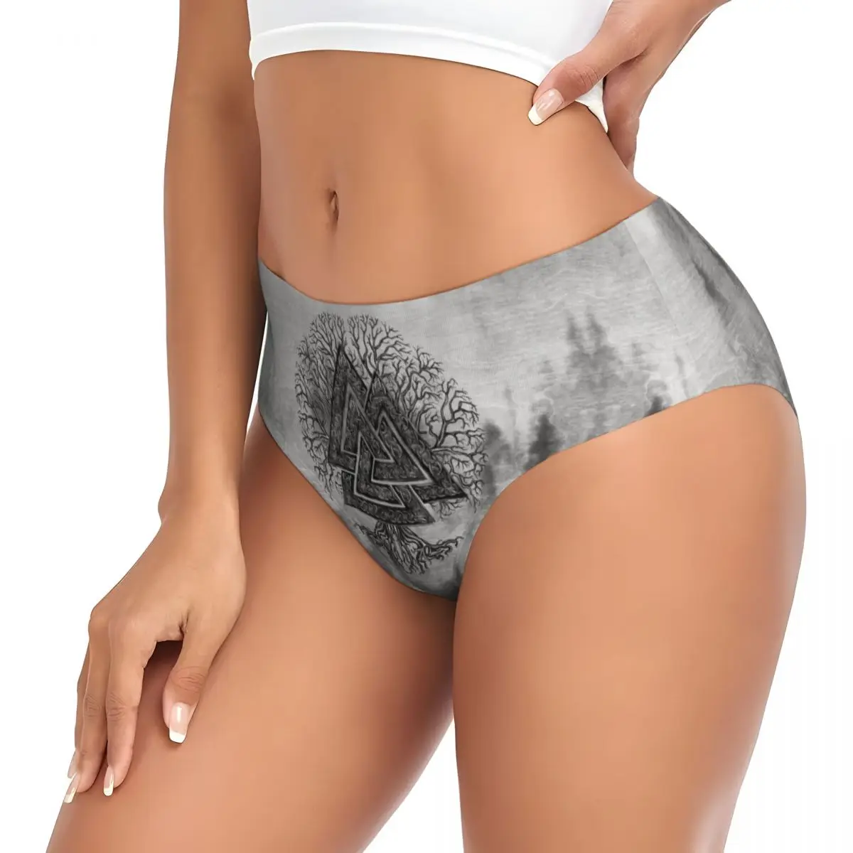 Culotte Respirante Personnalisée pour Femme, Sous-Vêtement Viking Norse, Valknut et Arbre de Vie Yggdrasil