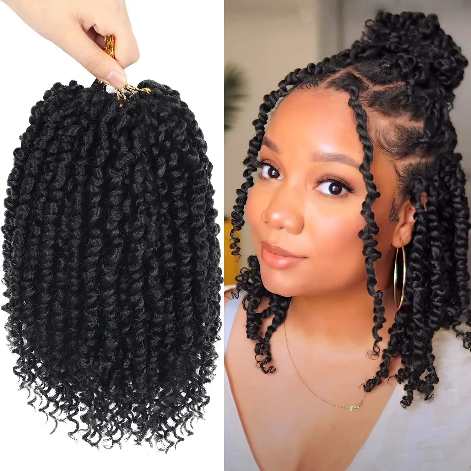 

6-дюймовые синтетические двойные предварительно скрученные косы Passion Twist для плетения крючком, натуральный вид и легкий вес, для повседневного использования женщинами.