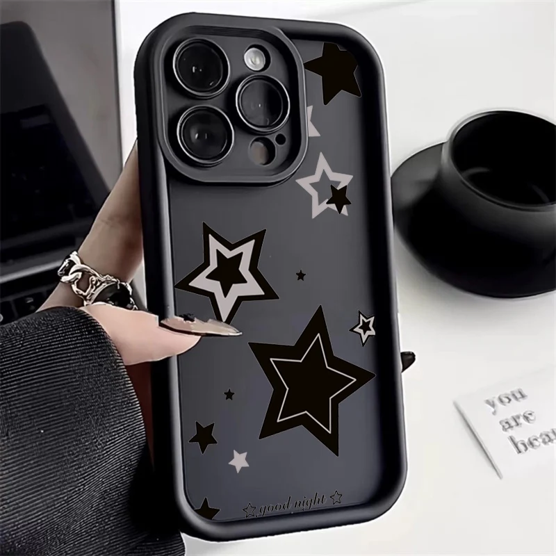 Cute Pink Stars Case for Samsung A15 A35 A55 A54 A34 A33 A53 A52 A32 A13 A14 4G S24 S23 Ultra S22 S21 Plus FE Shockproof Cover