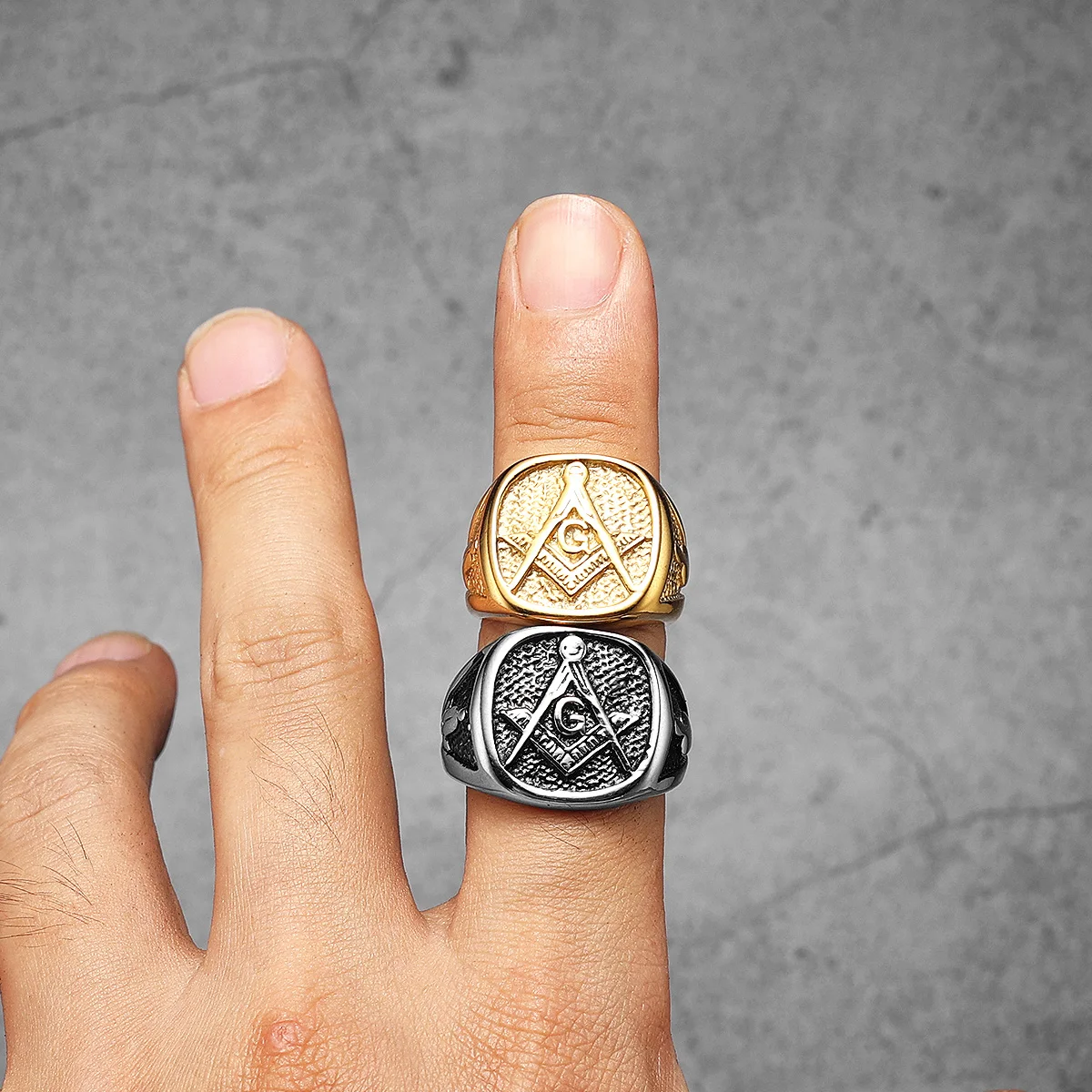 Luxury Masonic Men Rings Stainless Steel Women Jewelry Vintage Punk Rock Cool Stuff Fashion Accessories Halloween Gift Wholesale