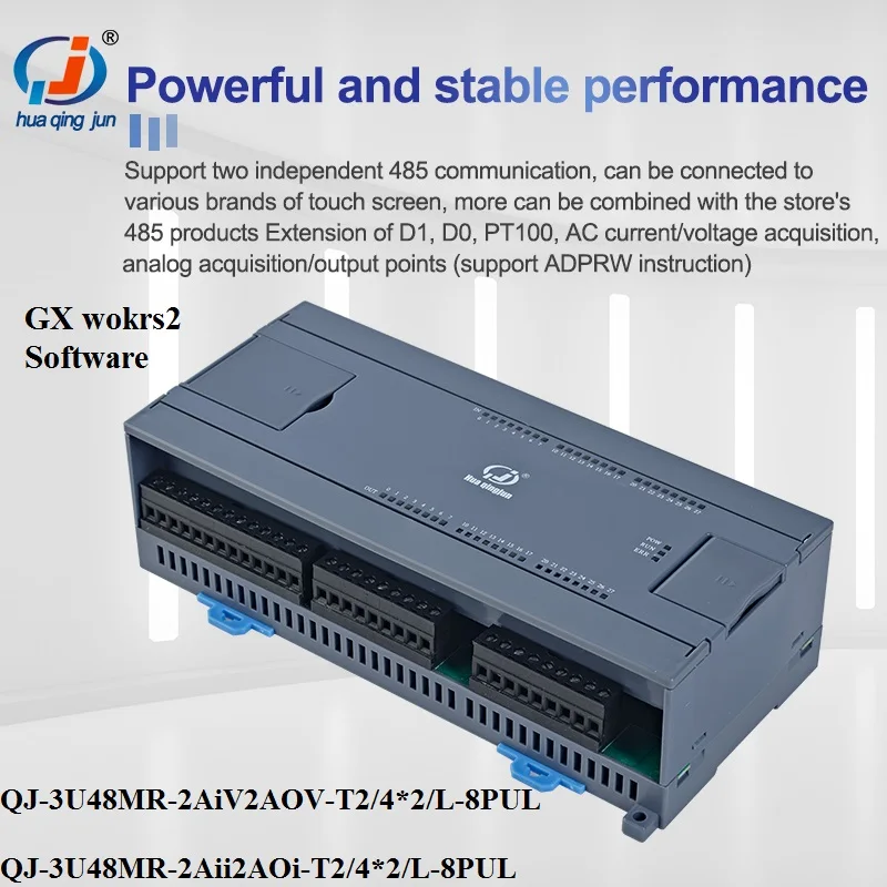 Chingjun 24IO Relay Output PLC LAN RS485 232 2AI 2AO Pulse Outputs Ladder Diagram Modbus 48MR PLC for Stepper Motors