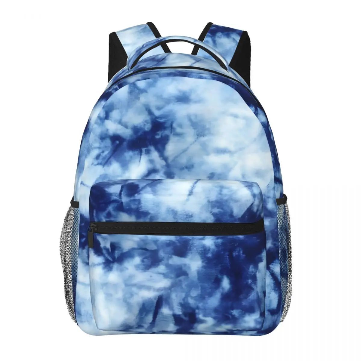 

Blue Tie Dye Student School Bookbag Canvas Daypack Elementary High College Travel Bags 16in