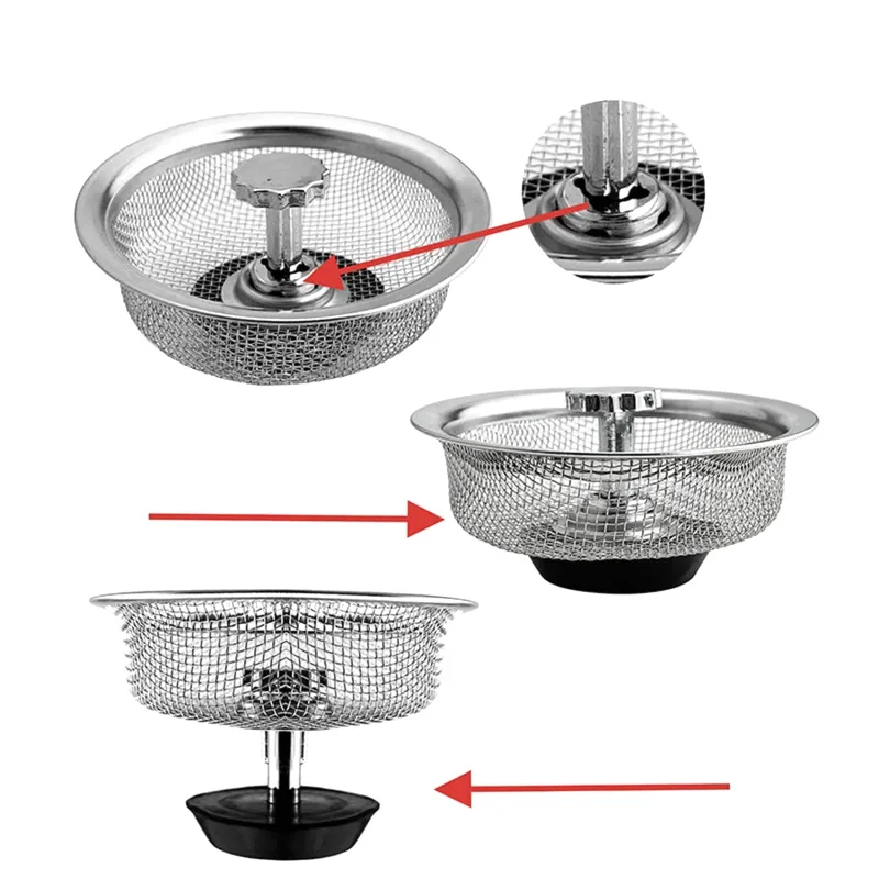 2 Pcs Upgraded and Thickened Model Sink Strainer, Stainless Steel Sink Filter Screen Kitchen Residue Universal Grid Stopper