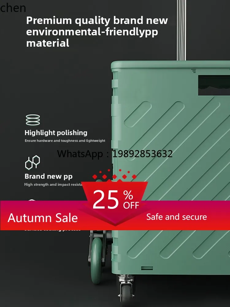 

Grocery Cart Portable Folding Shopping Cart Small Pull Picnic Home Use Parcel Pickup Trolley