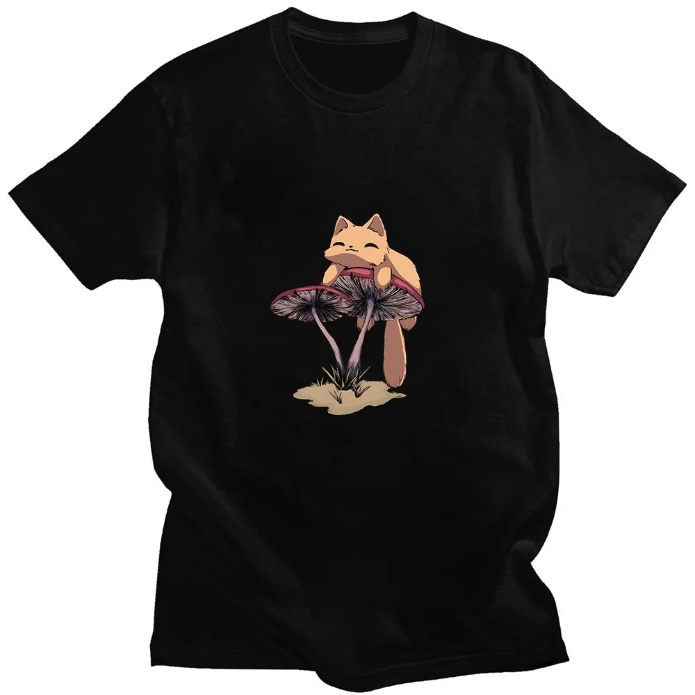 Mushroom Kitty T-shirt Funko Pop Round Neck Casual Soft Tee-shirt Anime Print High Quality Comfortable Tshirt Short Sleeve Punk