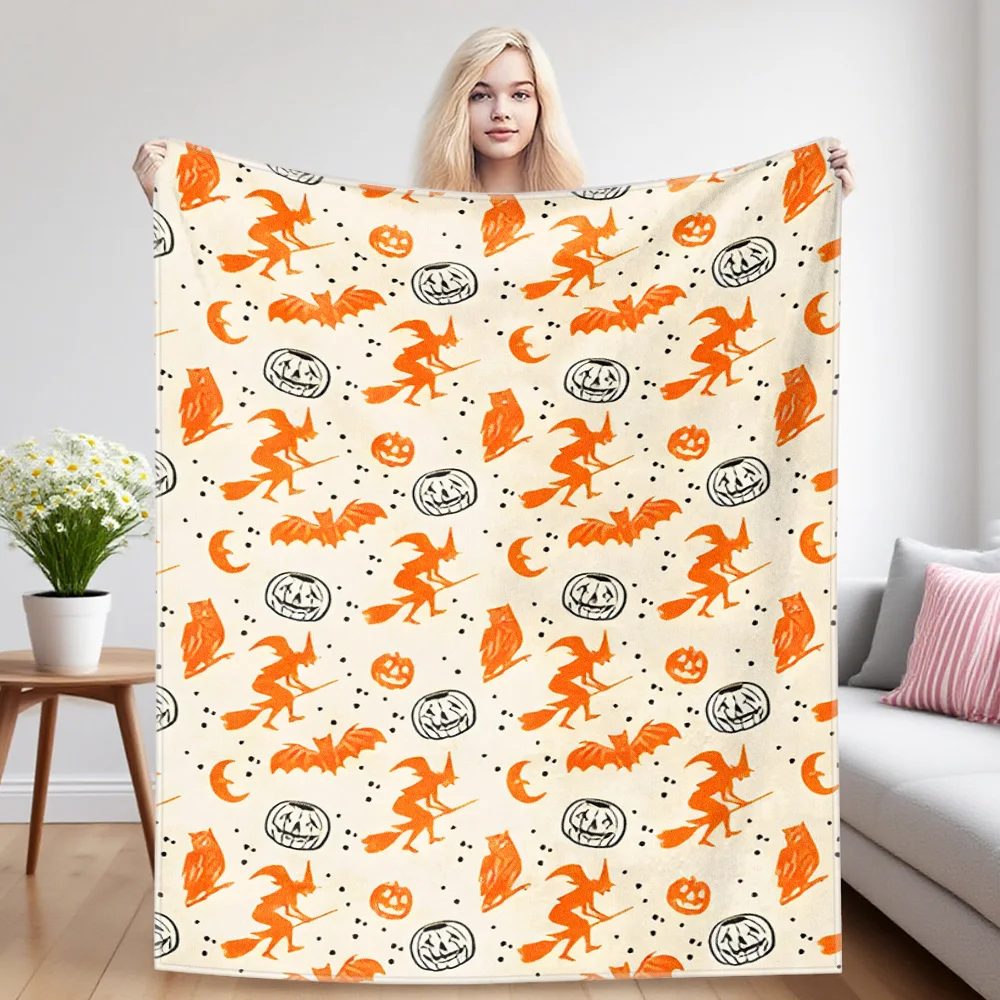 Witch Motif Winter And Summer Dual-Use Comfortable Flannel Blanket, Soft And Sticky Sofa Cover Blanket, Exquisite Gift