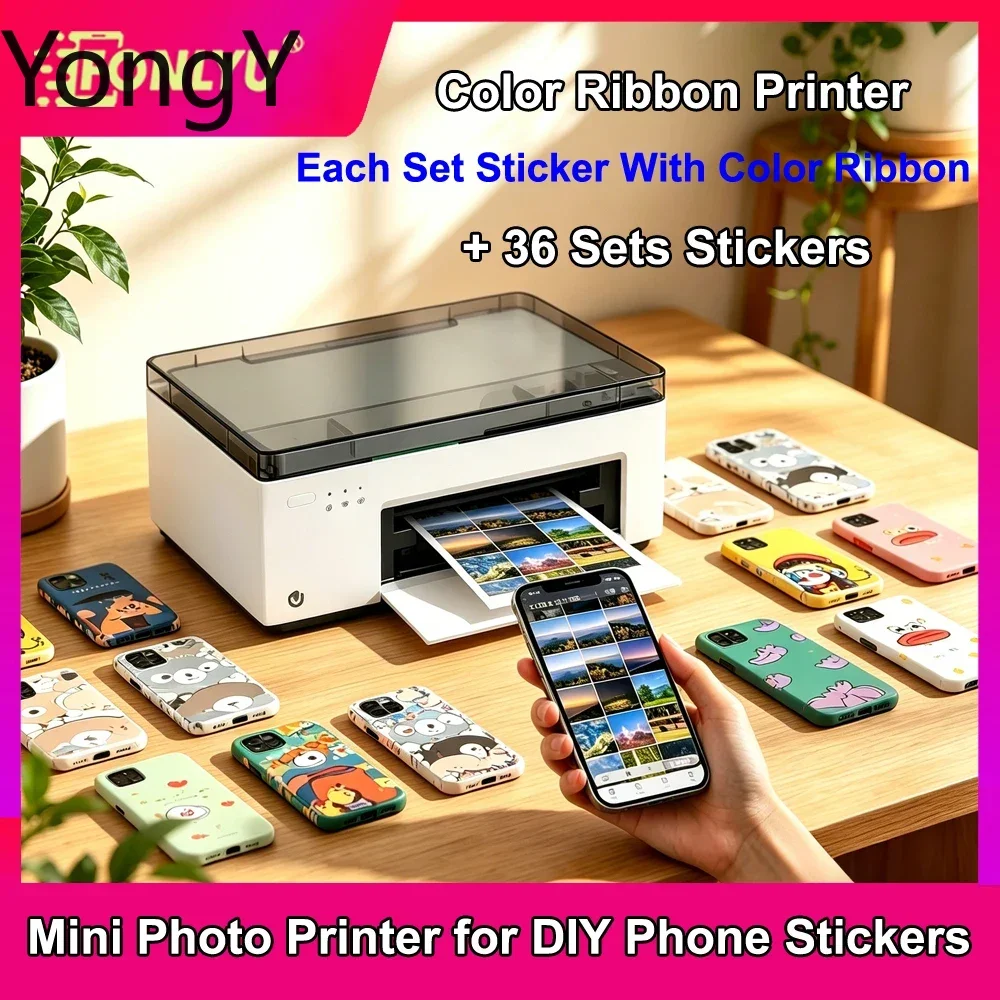 FONLYU Mini HD Film Glitter Color Printer DIY WiFi Direct Connection Portable Mini Mobile Phone Back Film Printing Sticker New