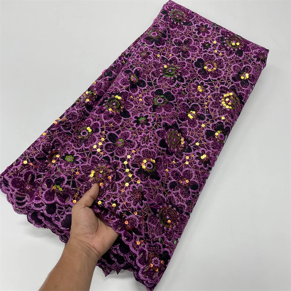 Salouva French Sequins Velvet Lace Fabric 2024 High Quality African Velvet Lace Fabric Nigerian Lace For Sewing Women Dresses