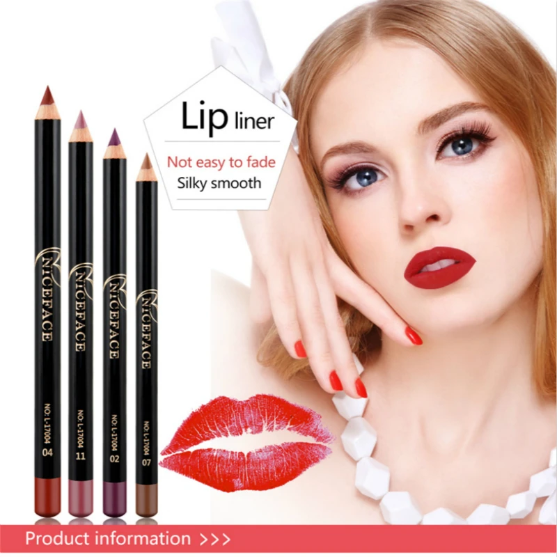 12 Colors Cosmetic Lipstick Pen Matte Long Lasting Pigments Waterproof Lady Charming Lip Liner Contour Makeup Lipstick Tool