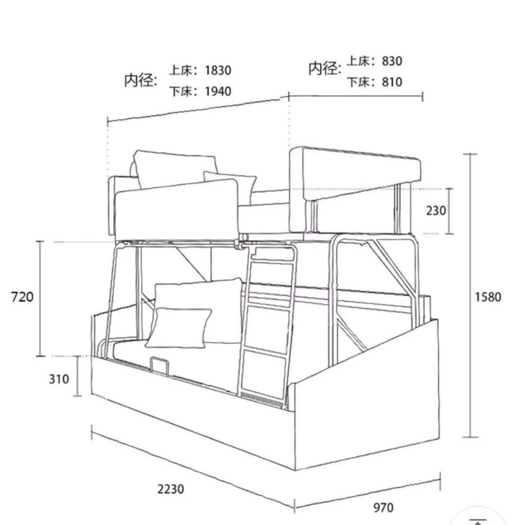 أثاث أريكة مزدوجة، ملحقات معدنية للأجهزة، رف وظيفة سرير قابل للطي #3