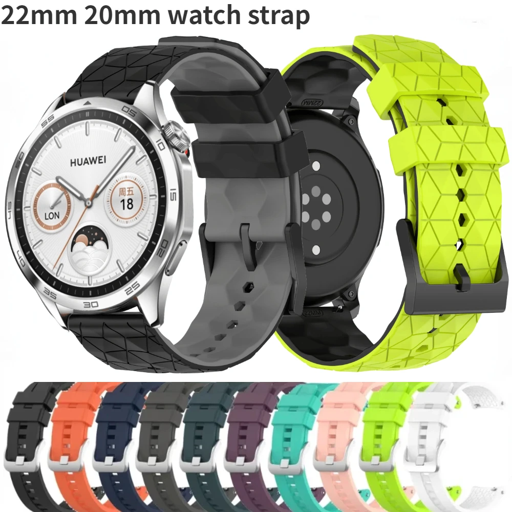 22mm 20mm Silicone Band For Huawei Watch 4/3/GT4-3-2 Pro/Samsung Galaxy Watch 6/5/4/3 Bracelet Belt Amazfit GTR4/Stratos 3 Strap