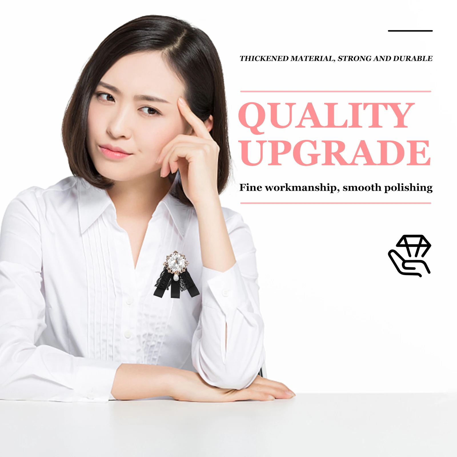 

Lace Vintage Bow Tie Shirt Collar Pre-Tied Bowtie Pin Back Easy Wear for Blouse Uniform Fashion Accessories Bow Tie