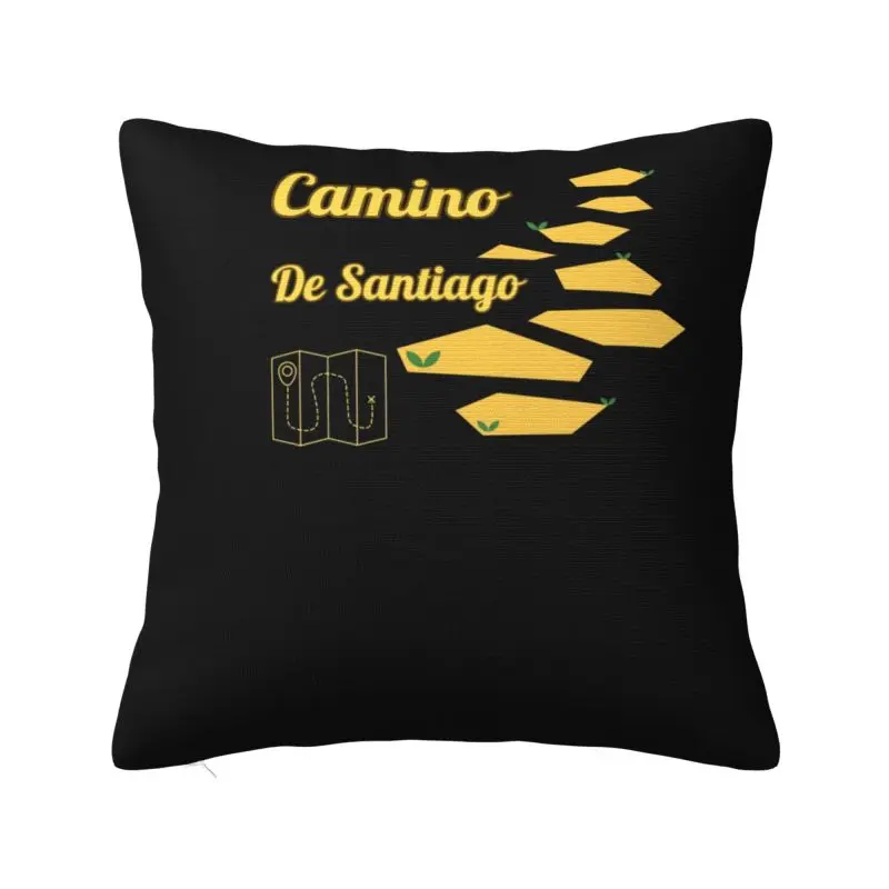 Custom Modern Camino De Santiago Compostela Peregrino Sofa Cushion Cover Velvet Pillow Case