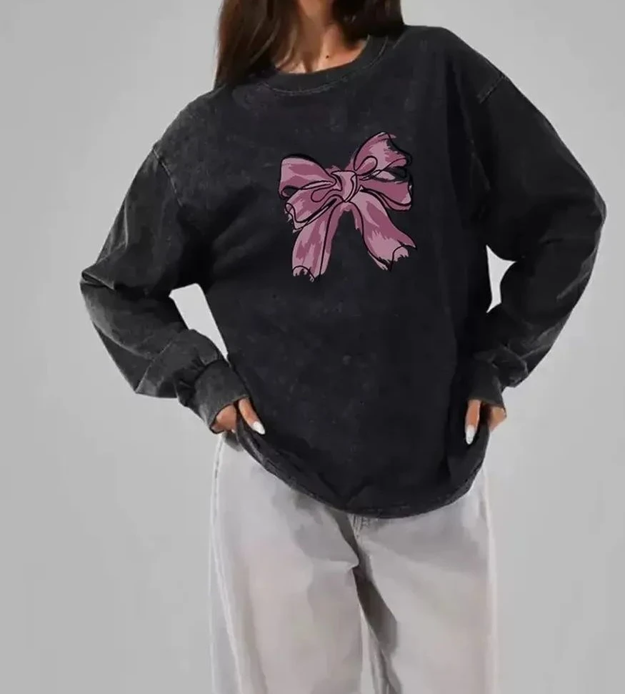 

Sweet 100% Cotton Retro Washed Long-sleeved Heavyweight T-shirt