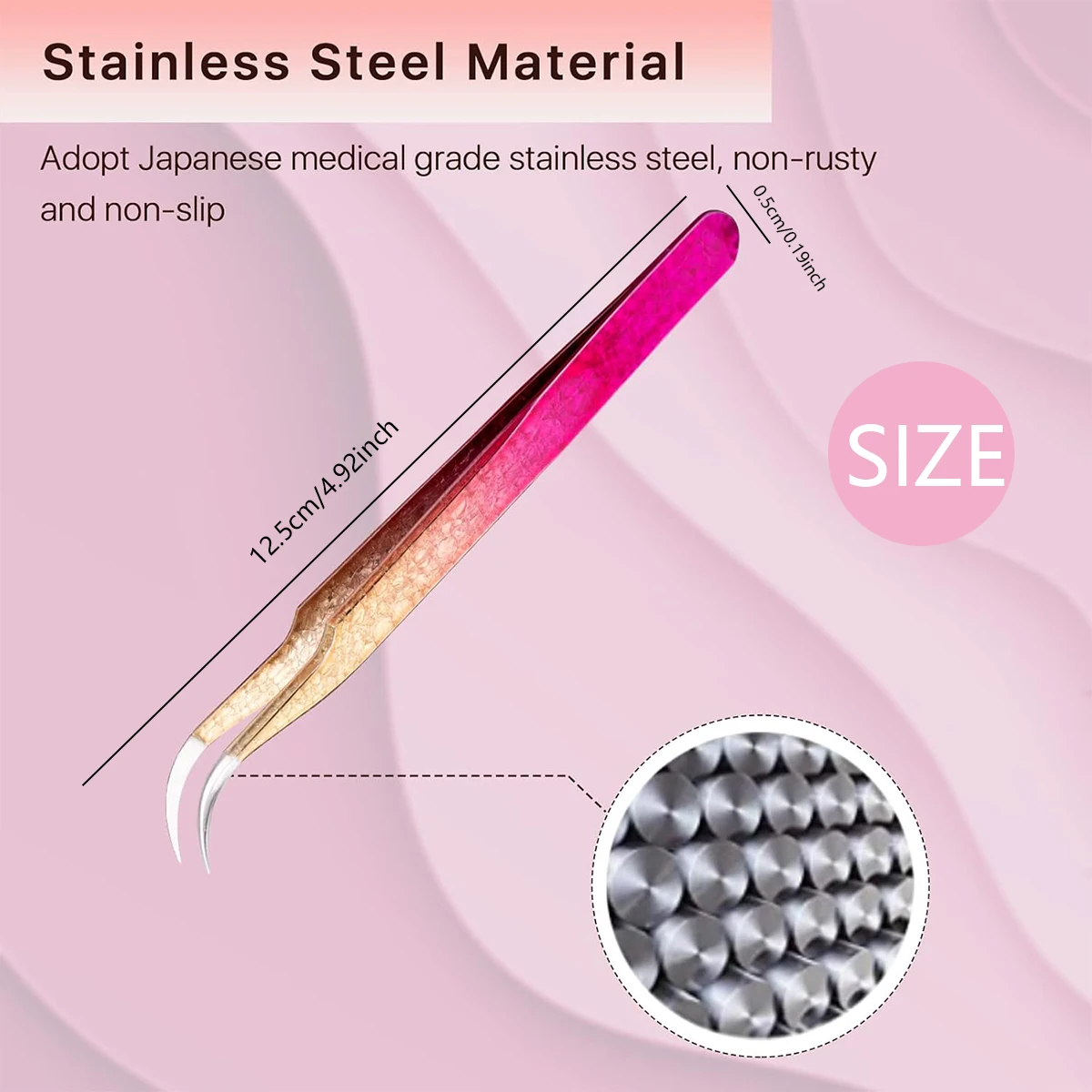 Pinzas de acero inoxidable para injerto de pestañas, pinzas con gradiente de flor de hielo, pinzas para injerto de Color de precisión, 1 ud./5 uds.