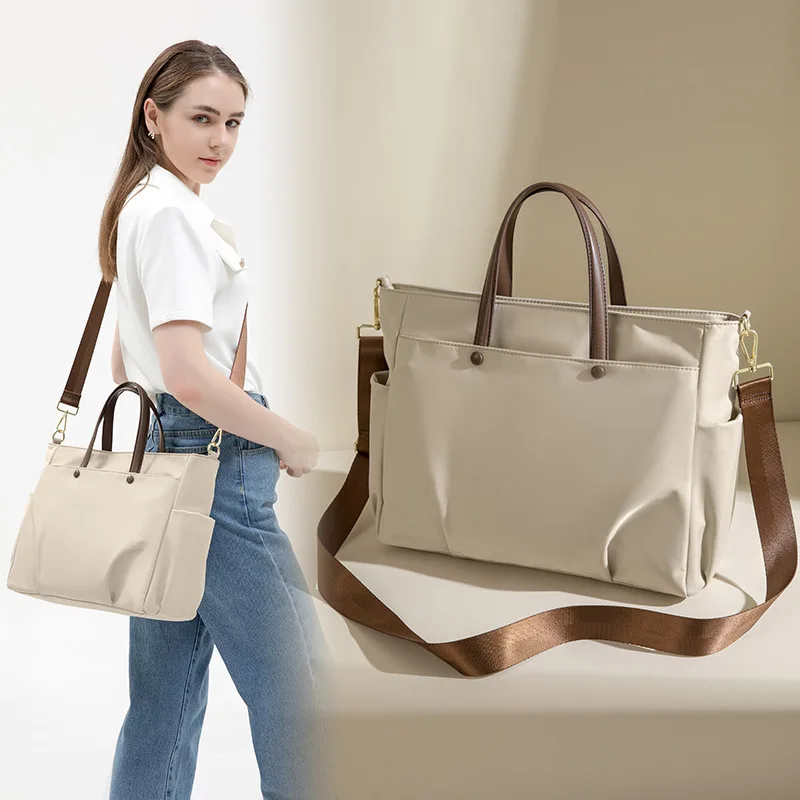 

16 Inch Computer Bag Women's New Business Shoulder Bag Oblique Span Large Capacity Portable Oxford Cloth Waterproof File Bag