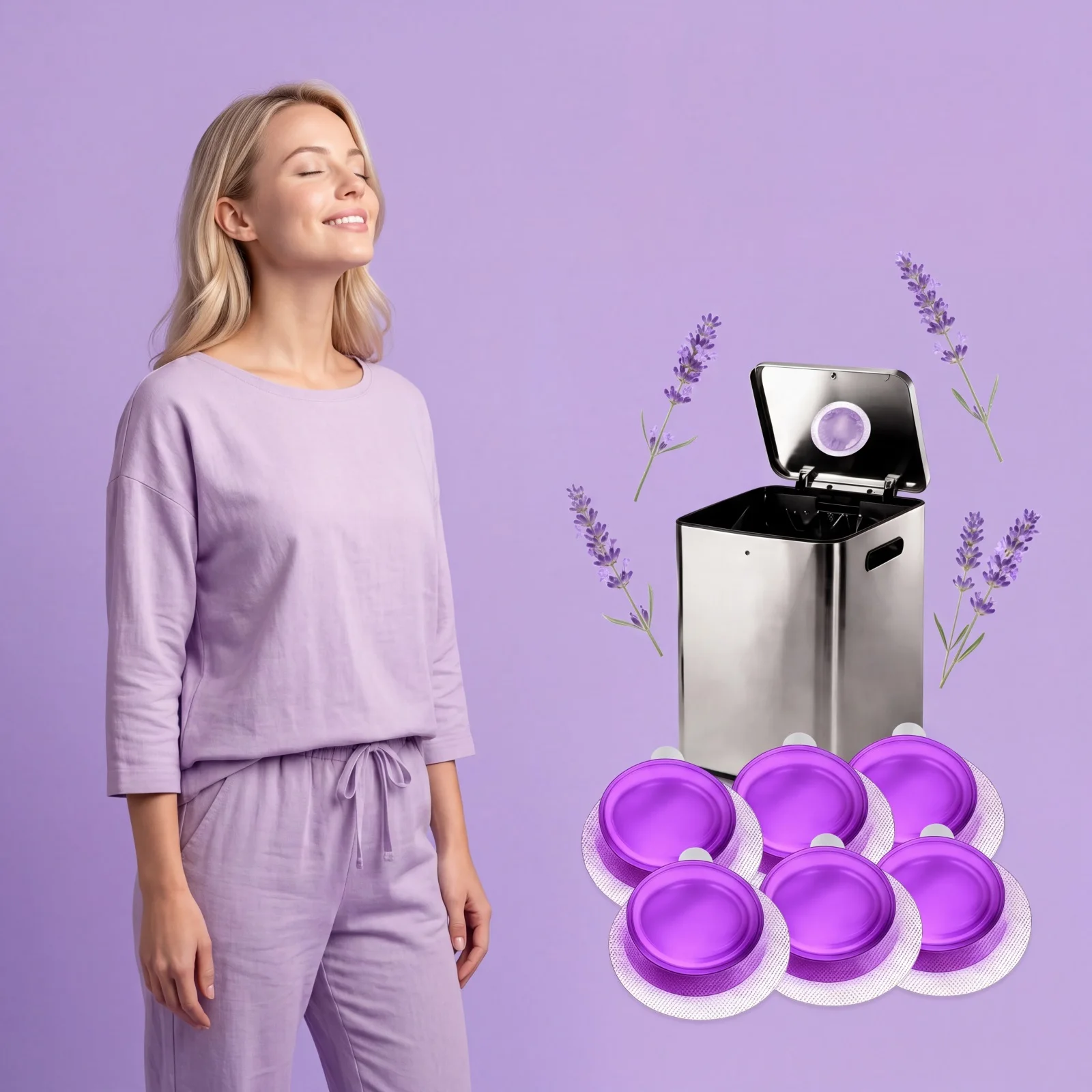 Trash Can Deodorizer Lavender Scent, Long‑Lasting Fragrance, Easy Placement, Universal Odor Remover for Multiple Scenes