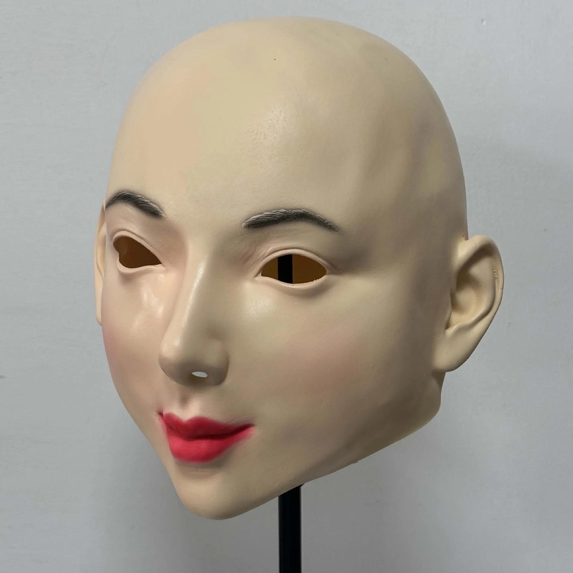 Realistische Frauenmaske mit Make-up, Latex-Halloween-Maske für Cosplay, Kostümparty, Scherz – Detail 3
