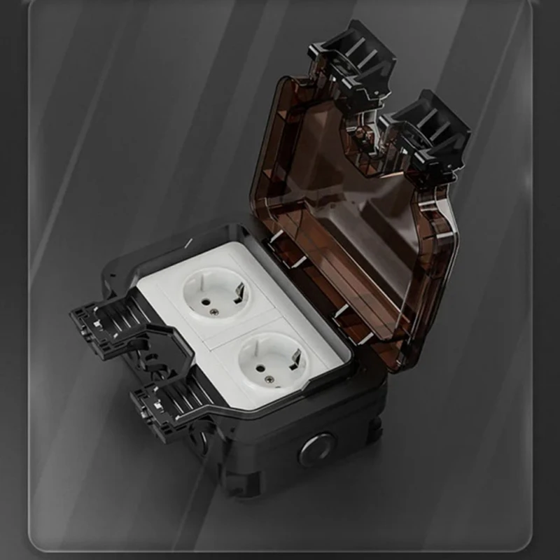 

Водонепроницаемая розетка IP66, 220 В, черная настенная вилка со встроенным выключателем, электрическая бытовая техника ЕС (B)-BEAU