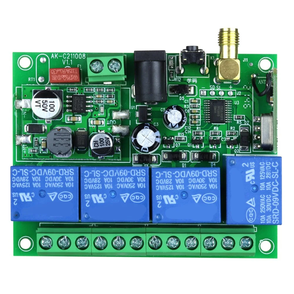 

T31C-DC12V -36V 4CH Wireless Remote Control LED Light Switch Relay Output Radio RF Waterproof Transmitter & 433Mhz Receiver