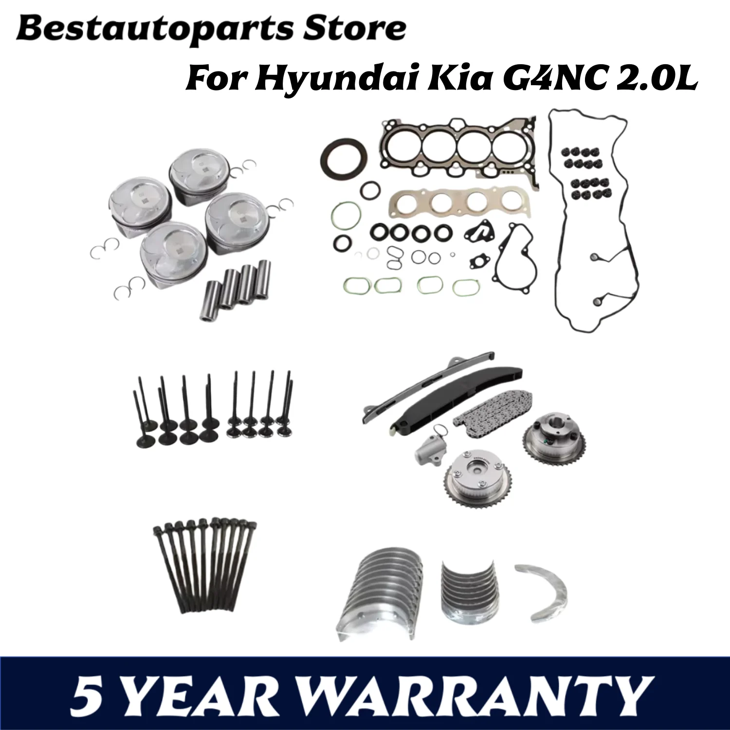 G4NC AUTO Engine Rebuild Overhaul Kit For Hyundai Kia Tucson Soul Forte  Elantra Avante Lantra Sonata Soul 2.0L GAS L4 2014-2020