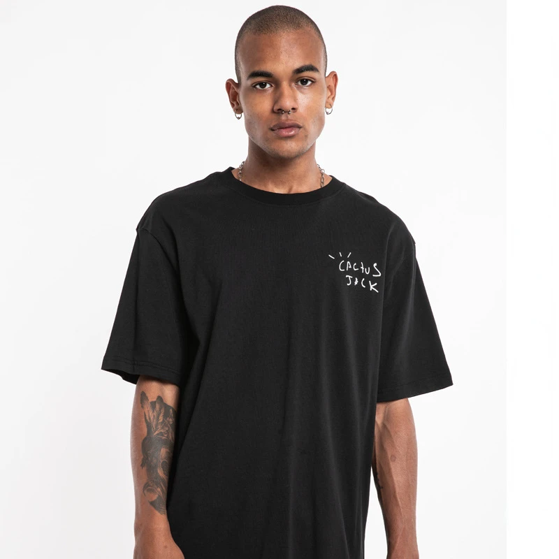 Fashion Men T-Shirts Hip Hop Tour Short Sleeve CACTUS JACK Print Kanye West Men\'S And Women\'S Loose Short Sleeve T-Shirt