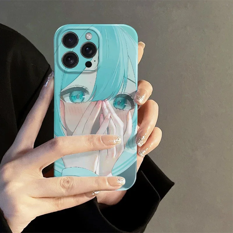 Custodia antiurto Kawaii Hatsune Miku per iPhone 11 12 13 14 15 16 Pro Max Vocaloid custodia protettiva antigraffio creativa carina