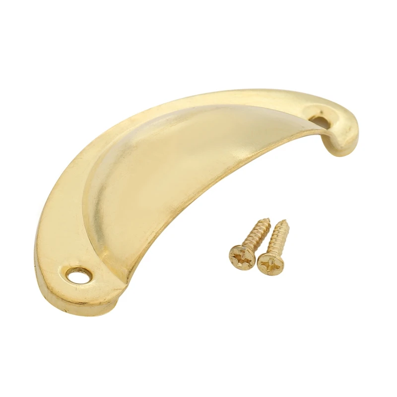 Cup Drawer Pull Kitchen Cabinet Handle Gold Tone, 66Mm Hole Centers, 10 Pack