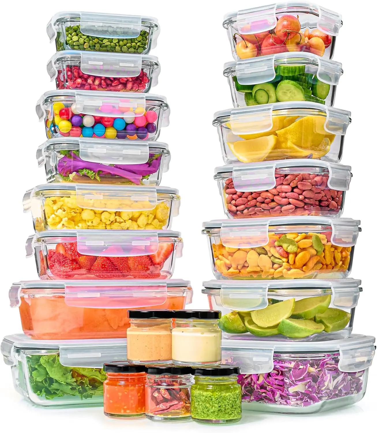 

40pc Set Glass Food Storage Containers & Bowls with Airtight Lids - Leakproof BPA-Free Meal Prep Airtight Stackable Lunch Boxes,