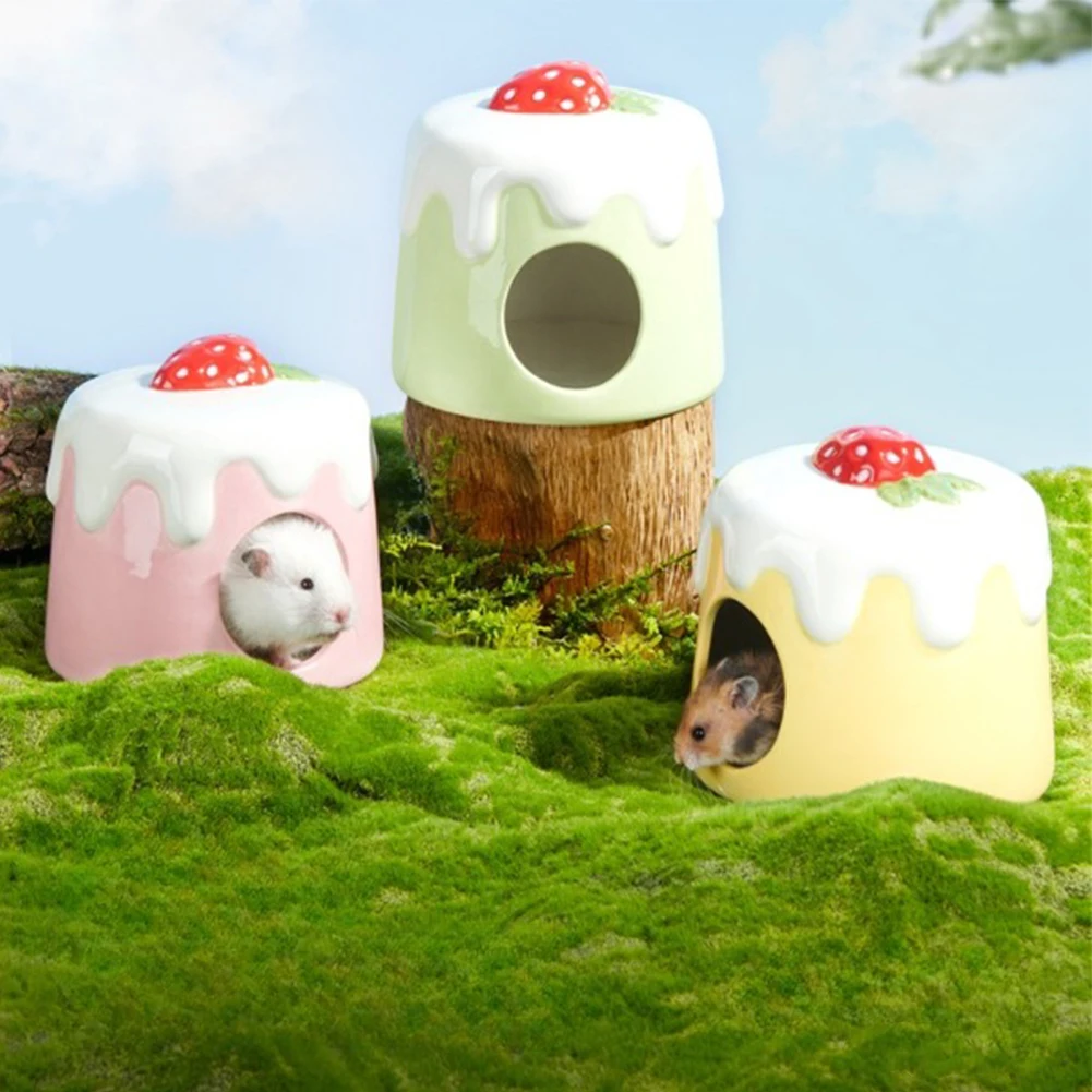 

Hamster Ceramic Nest Super Cute Pudding Design Pet Summer Cooling Shed House Pet Supplies For Hedgehog Squirrel