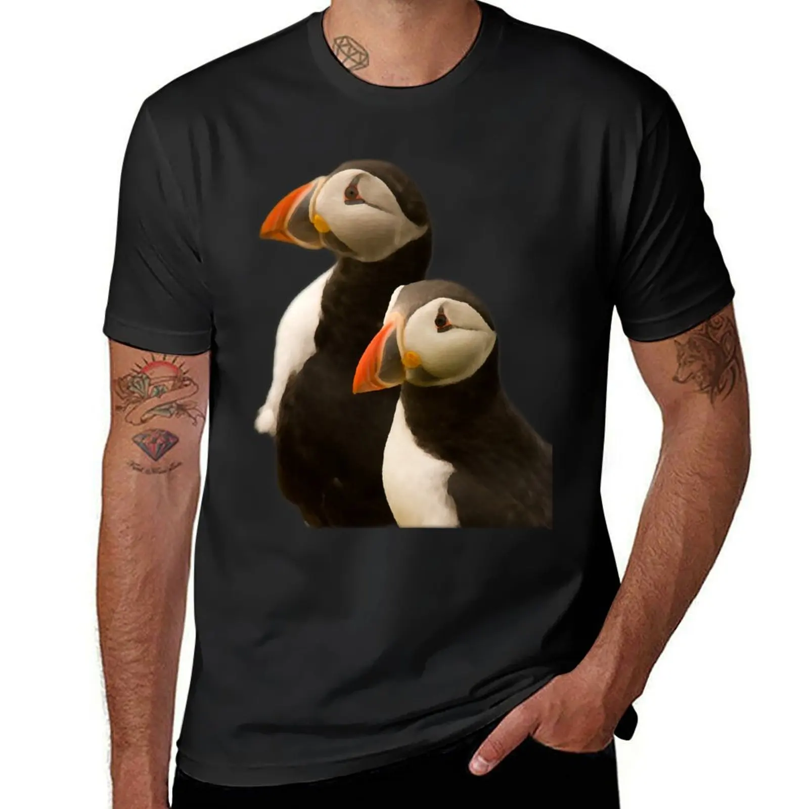 

Puffins T-Shirt plus sizes blue lock blanks men clothings