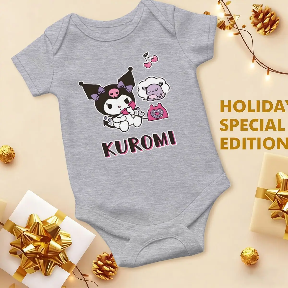 ملابس الطفل Kawaii Kuromi الرضع جمبسوت من القطن موضة جديدة عادية رومبير Kuromi الكرتون الوليد فتاة بوي داخلية #4