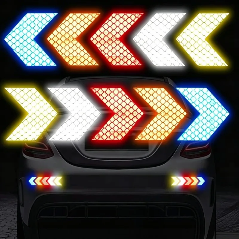Auto Safety Reflective Arrow Sticker Night Driving Warning Mark Car Rear Bumper Decor Decals Anti-scratch Reflector Sticker