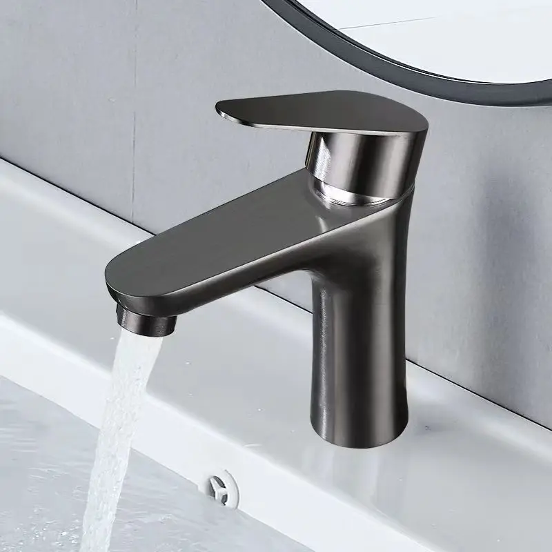 

304 Stainless Steel Lead-free Faucet Single Handle Single Hole Basin Faucet Gun Gray Hot Cold Mixer Tap Basin Taps Toilet Crane