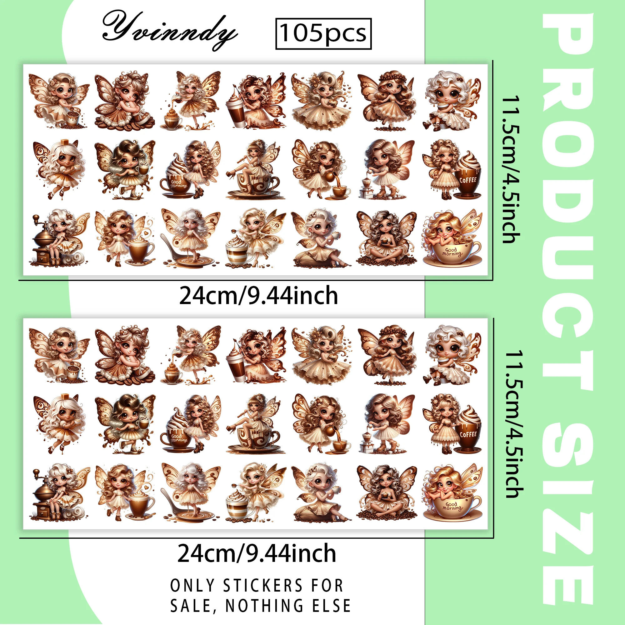 105Pcs/Set Coffee Elf Keychain Transfer Paper UV DTF Transfer Paper Durable High-viscosity Transfer Paper