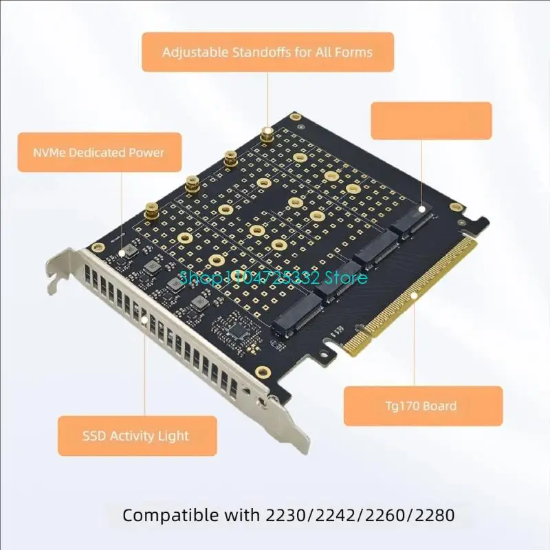 P5EA 4slot M.2 Storage Expansion PCIe Extension Card with Safety Activity