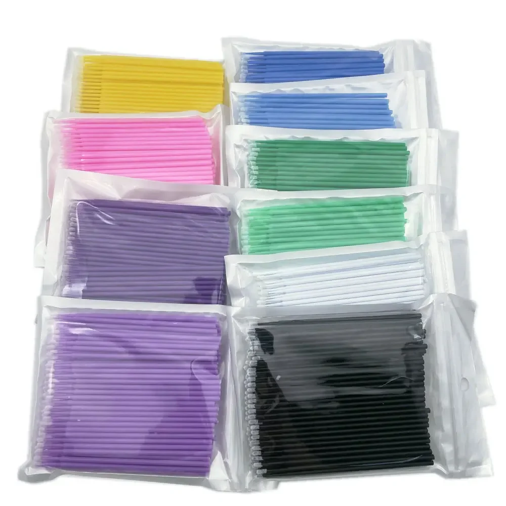 100 SZT. Jednorazowe aplikatory dentystyczne, szczoteczki z wacikiem, narzędzia do przedłużania rzęs, aplikatory do makijażu, narzędzie do usuwania