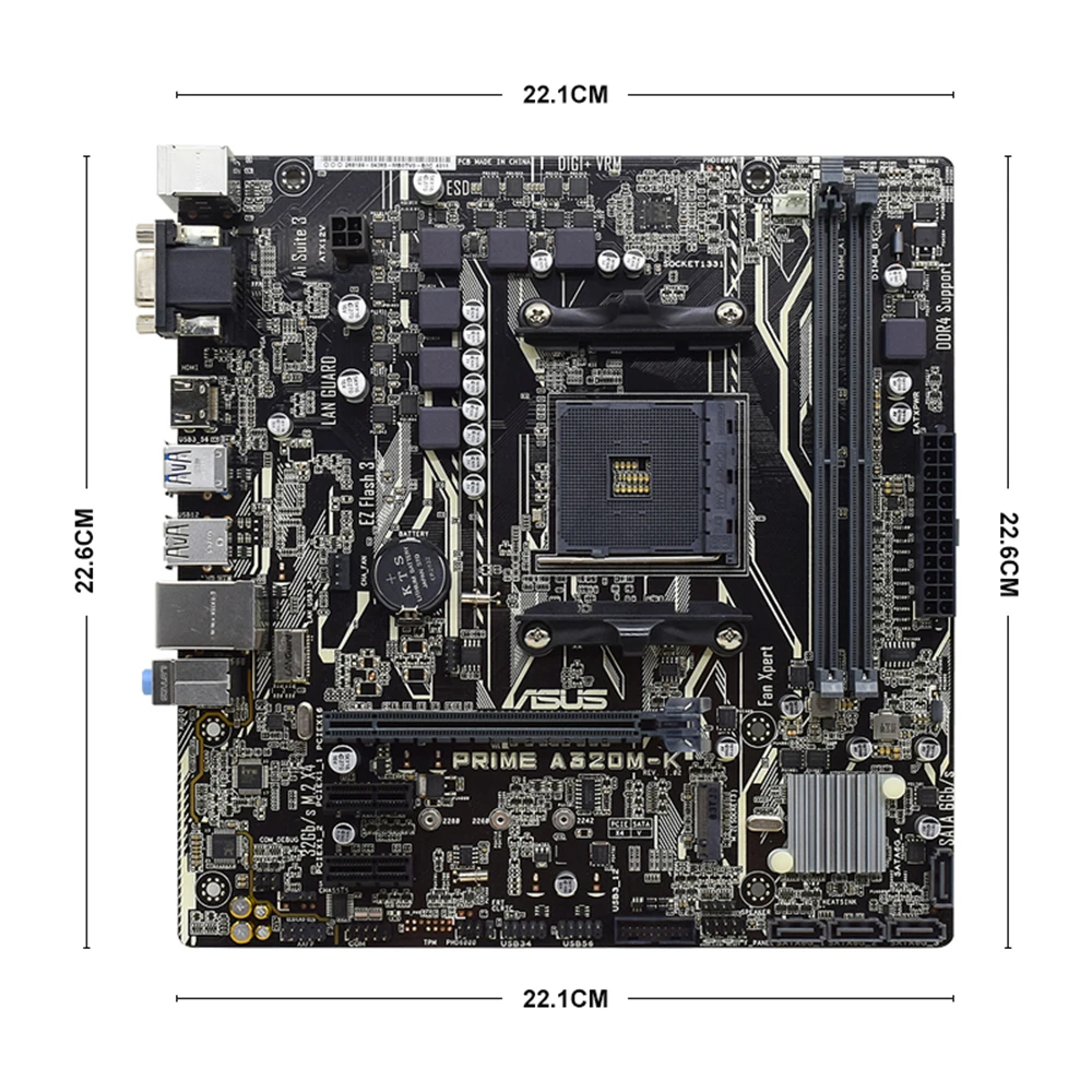 Imagem -03 - Motherboard Usado para Asus Prime A320m-k Adota Amd A320 Chipconjunto Soquete Am4 Suporta Amd Ryzen 3000 4000 10000series Processor