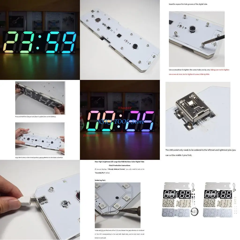 

L8RC LED Digital Wall Clock Small Alarm Clock Home Decor 12/24 Date Temperature Weeks