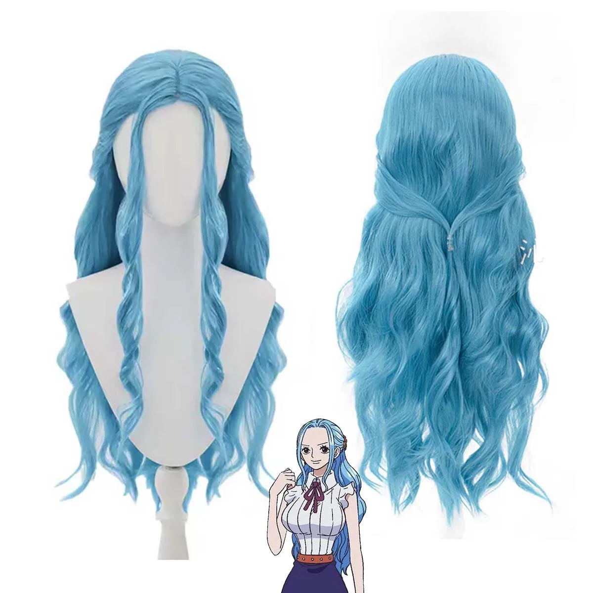 

Хэллоуин Косплей Вечеринки Аниме Нефертари Д. Виви Мисс Косплей Синий Волнистый Термостойкий Парик Волос