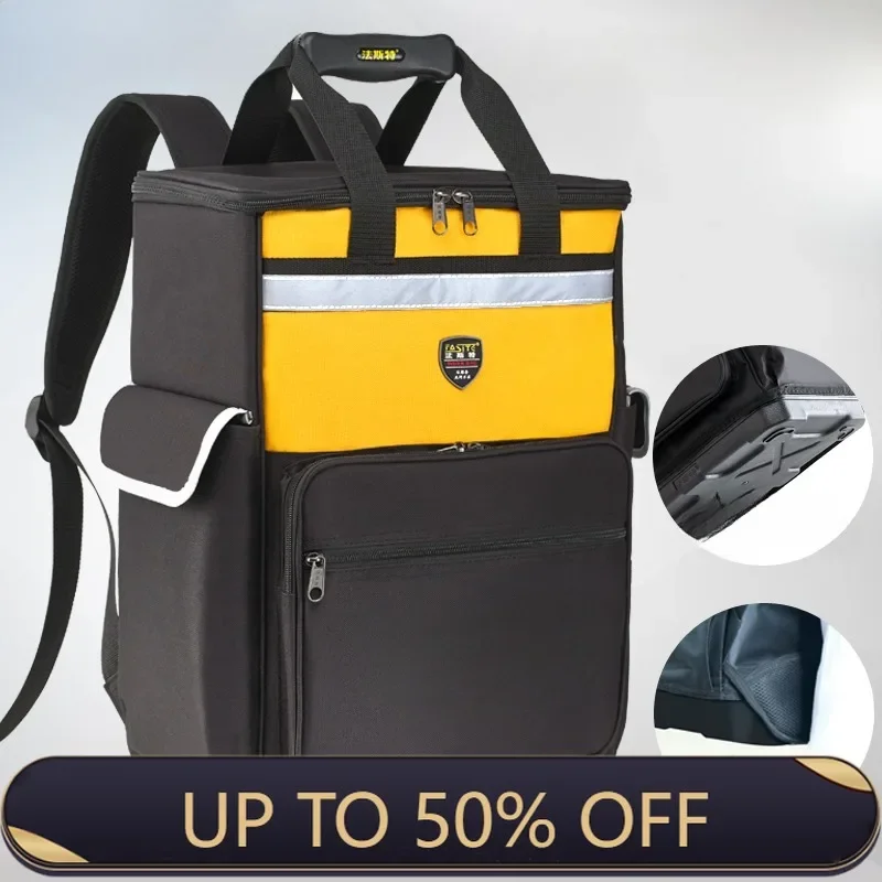 Oxford Cloth Canvas Shoulder Backpack Waterproof Thickening Wear-resistant Large Multifunctional Tools Packaging Bag Rubber Base